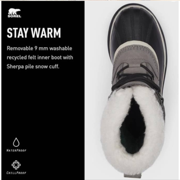 SOREL WP Sz 9 NWT Caribou Shale & Stone Winter Boots -40* Rated Faux Fur Lined - Picture 12 of 12